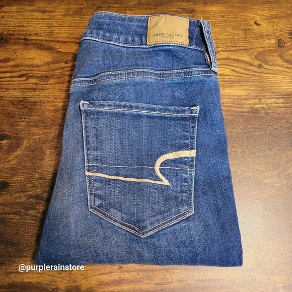 American Eagle Jeans 2 S Jegging Super Hi Rise Super Stretch Medium Dark Wash - Picture 3 of 12